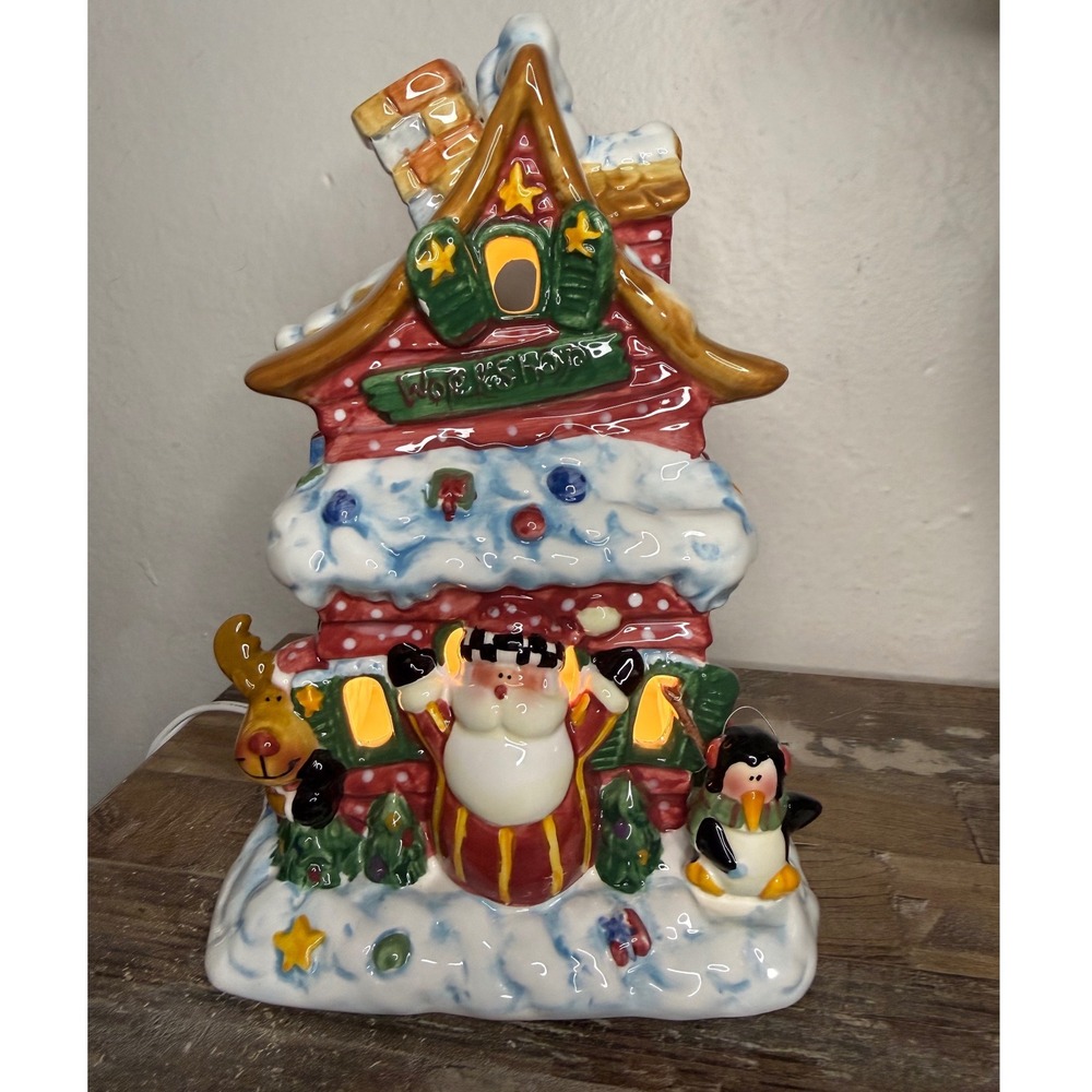 Vtg JCPenny Home Collection Santa's Helpers Village Ceramic Lighted Workshop